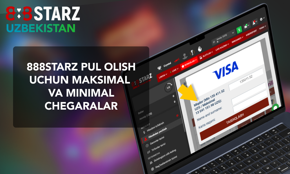 888Starz Uzbekistan - pul olishning minimal va maksimal chegaralari